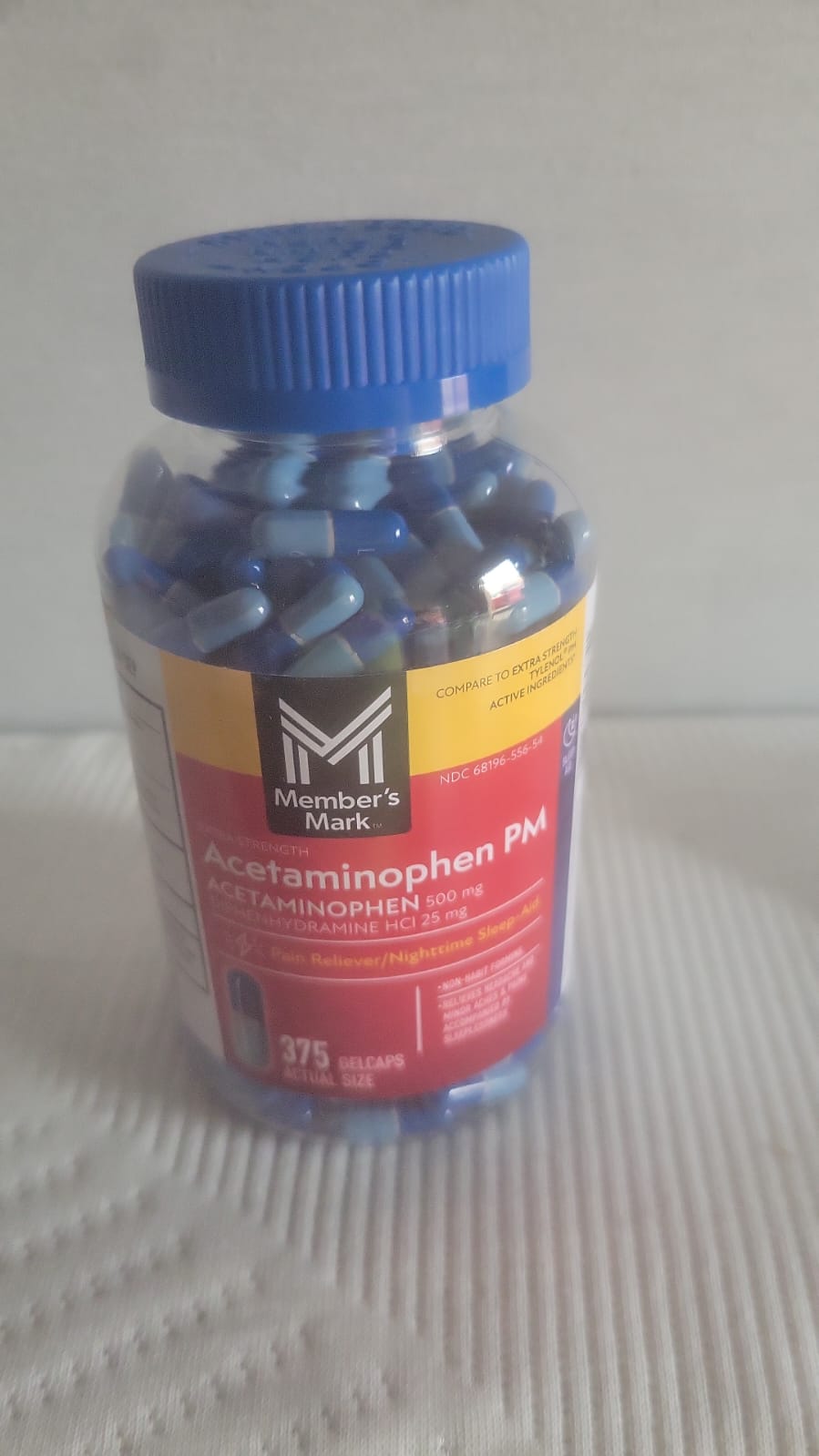 Member's Mark Extra Strength Acetaminophen PM 500 mg, 375 Gelcaps Member's Mark Acetaminophen PM 500 mg, 375 Gelcaps
