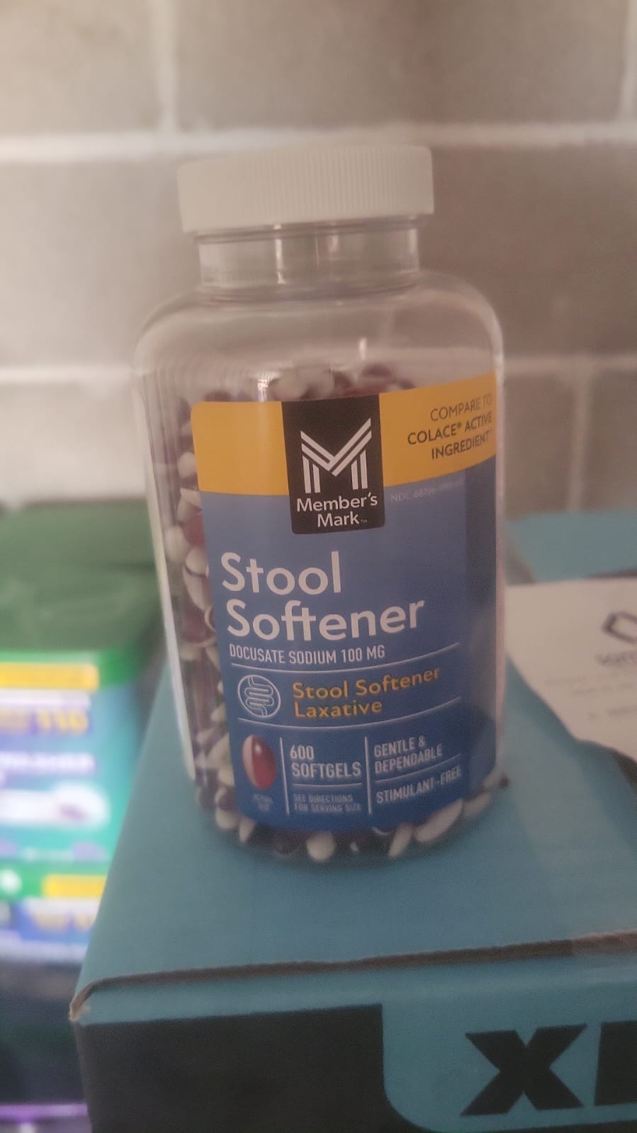 Member's Mark Stool Softener 100 Mg 600 Cápsulas Docusato Sin Sabor