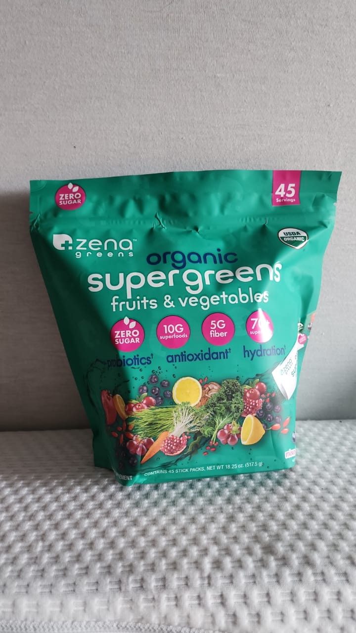 Zena Organic Super Greens Powder Packets, 45 Count