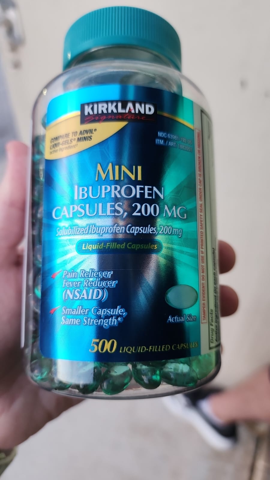 Kirkland Signature Ibuprofen Liquid Softgels 500 Capsules Kirkland Signature ibuprophen soft gels 500 liquid capsules